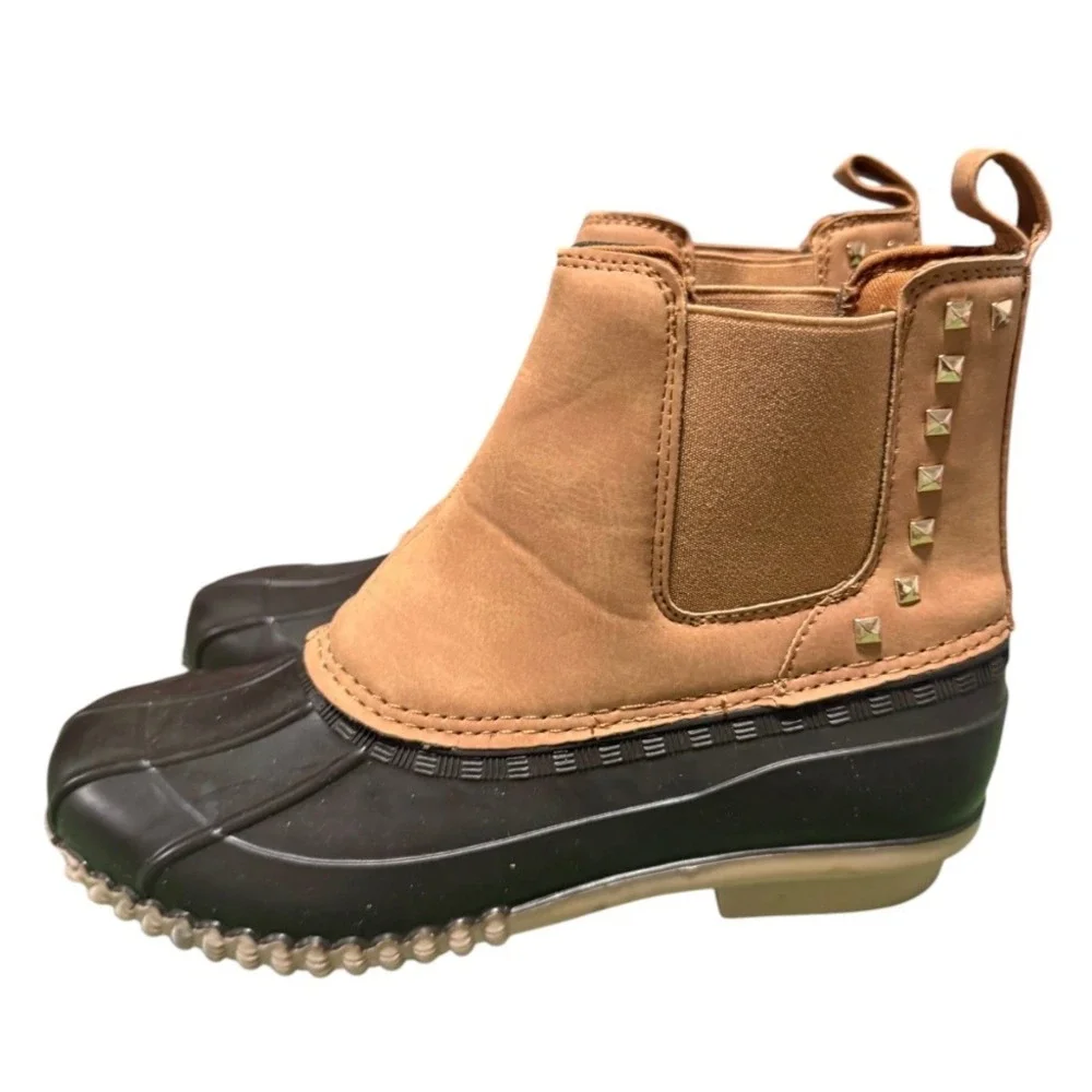 Steve Madden Size 6 Faux Leather Rubber Upper Rain Duck Boots